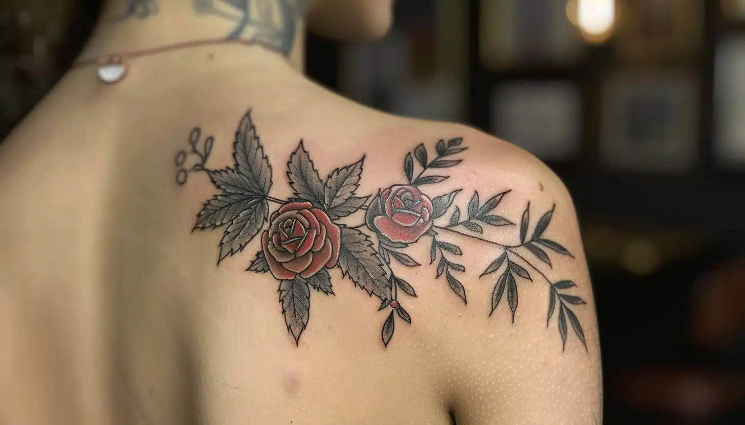 back-tattoo-design-roses-and-weed