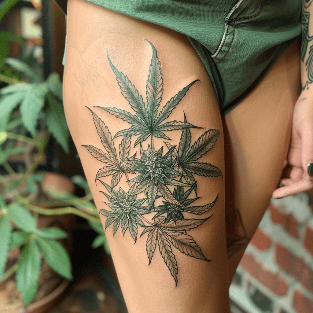 Sexy pot leaf tat