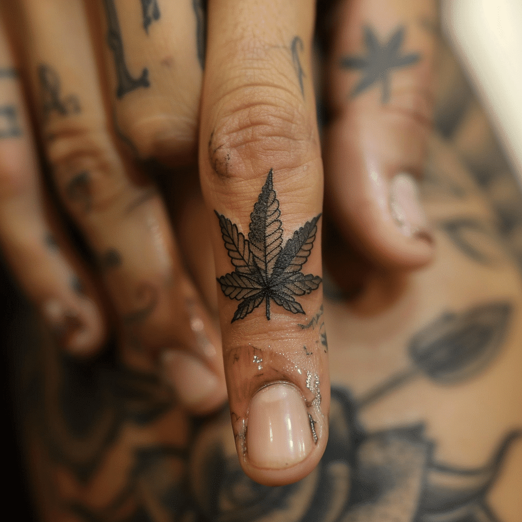 weed finger tat
