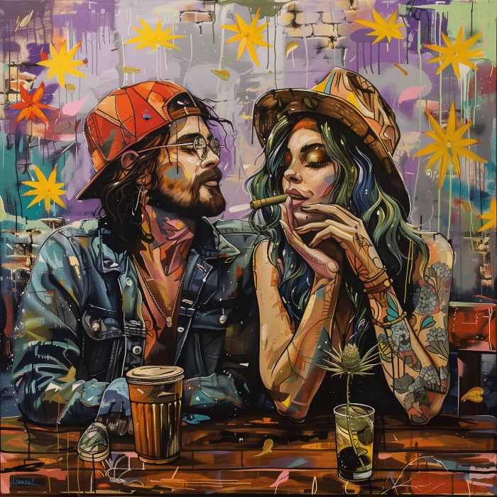 10 Unique Stoner-Infused Date Night Ideas 4 A couple having date night at a weed cafe.
